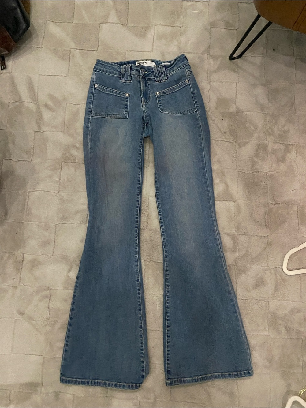 Garage Medium Blue High-Rise Flared Jeans